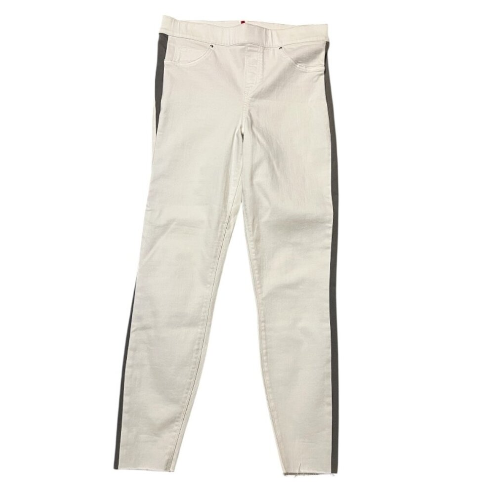SPANX Womens White Denim Jeggings Skinny Pull On Shaping Pants Size L